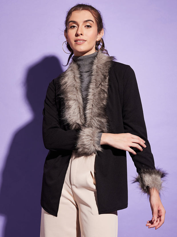 Jacket Style Women Fur Neck Collar Winter Shrug-3353