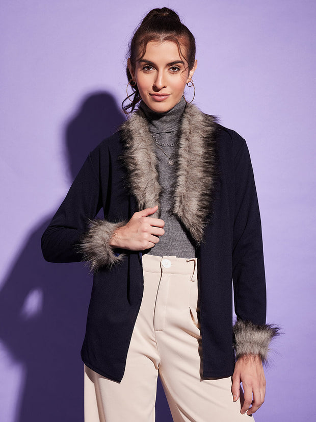 Jacket Style Women Fur Neck Collar Winter Shrug-3354
