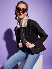 Spread Fur Collar Zipper Women Winter Jacket-3361