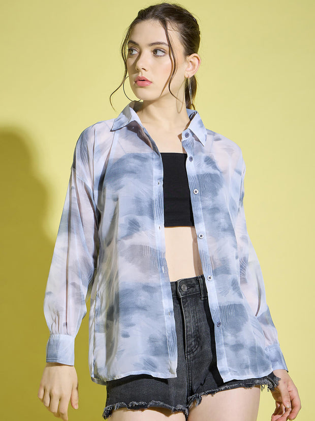 Tie & Dye Oversized Women Shirt | Casual Shirts-3378-3380