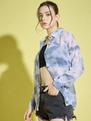 Tie & Dye Oversized Women Shirt | Casual Shirts-3378-3380