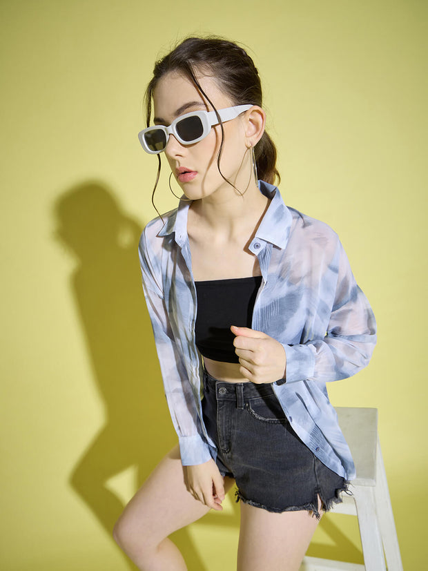 Tie & Dye Oversized Women Shirt | Casual Shirts-3378-3380