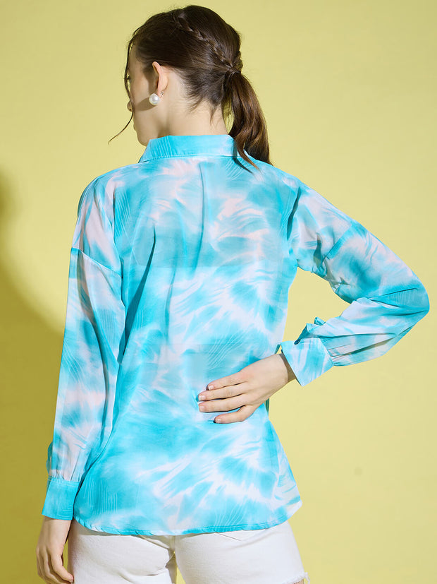 Tie & Dye Oversized Women Shirt | Casual Shirts-3378-3380