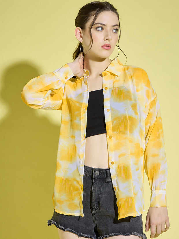 Tie & Dye Oversized Women Shirt | Casual Shirts-3378-3380