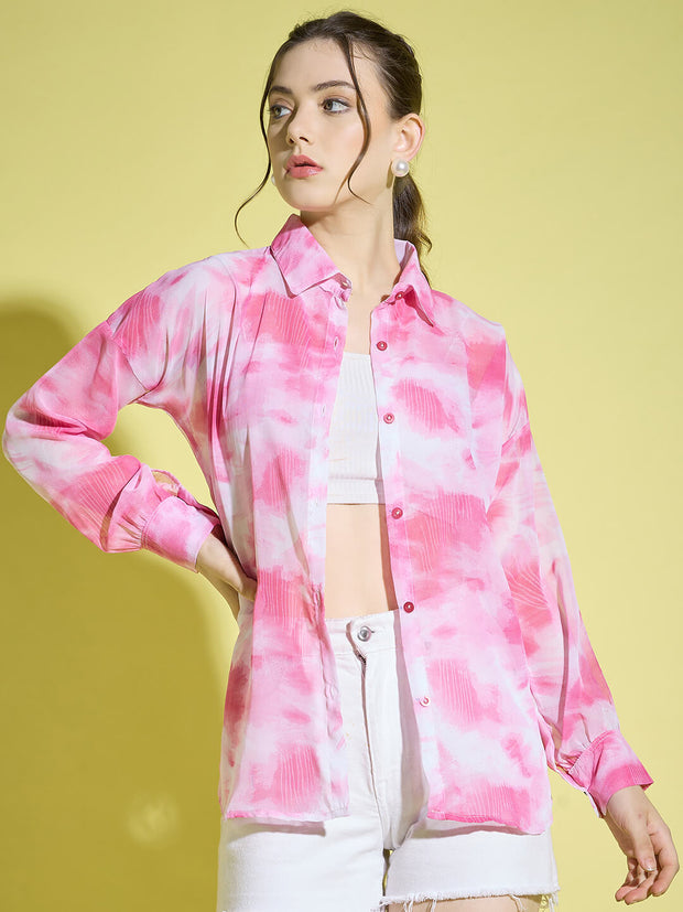 Tie & Dye Oversized Women Shirt | Casual Shirts-3378-3380