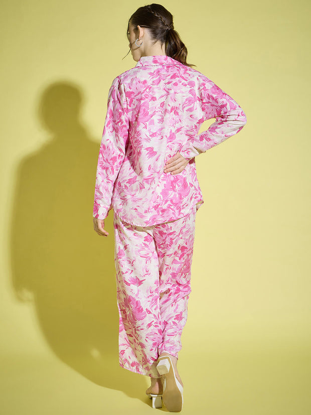 Floral Printed Rayon Women's Co-Ord Set |2 Piece Dress |Shirt Pant Set-3381-3384