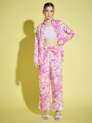 Floral Printed Rayon Women's Co-Ord Set |2 Piece Dress |Shirt Pant Set-3381-3384