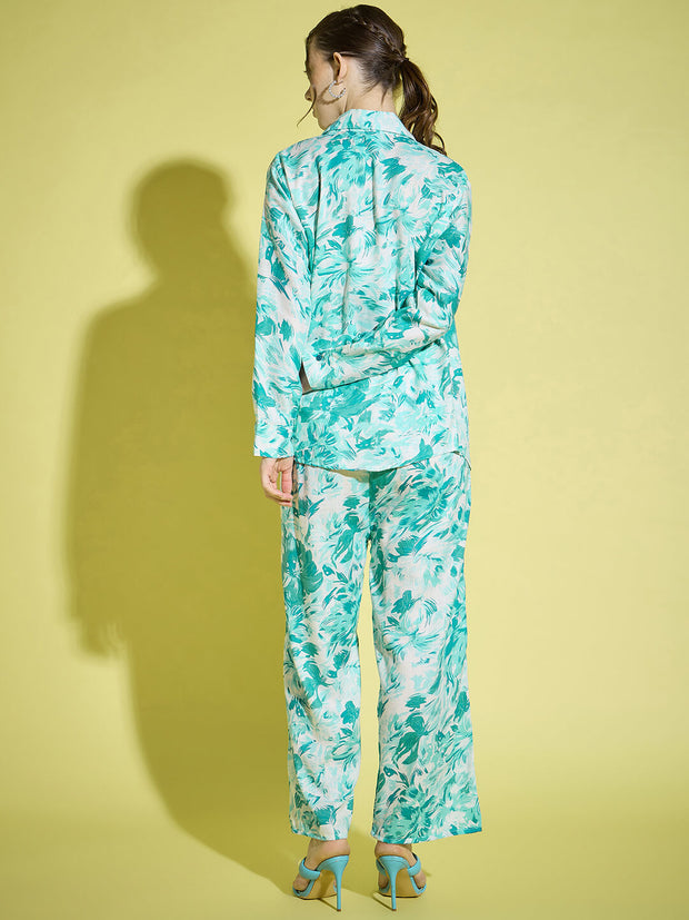 Floral Printed Rayon Women's Co-Ord Set |2 Piece Dress |Shirt Pant Set-3382-3384