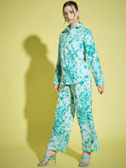 Floral Printed Rayon Women's Co-Ord Set |2 Piece Dress |Shirt Pant Set-3383-3384
