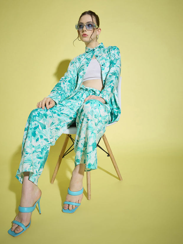 Floral Printed Rayon Women's Co-Ord Set |2 Piece Dress |Shirt Pant Set-3381-3384