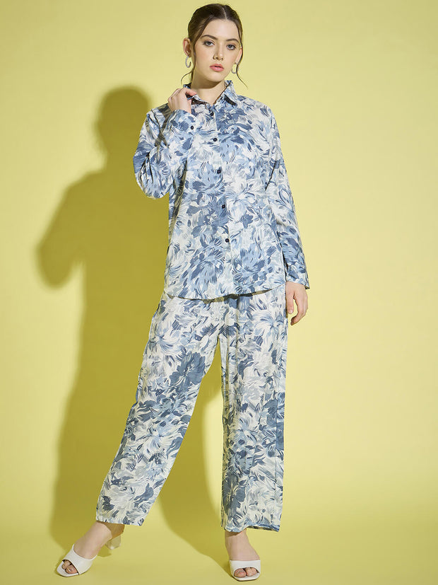 Floral Printed Rayon Women's Co-Ord Set |2 Piece Dress |Shirt Pant Set-3383-3384