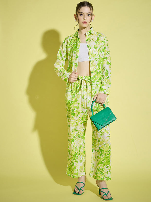 Floral Printed Rayon Women's Co-Ord Set |2 Piece Dress |Shirt Pant Set-3381-3384