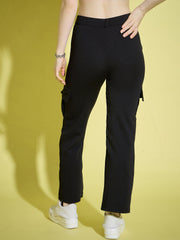 Straight Fit Full Length Solid Cargo Pant | Women Casual Pant-3388-3390