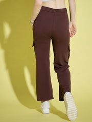 Straight Fit Full Length Solid Cargo Pant | Women Casual Pant-3386-3390