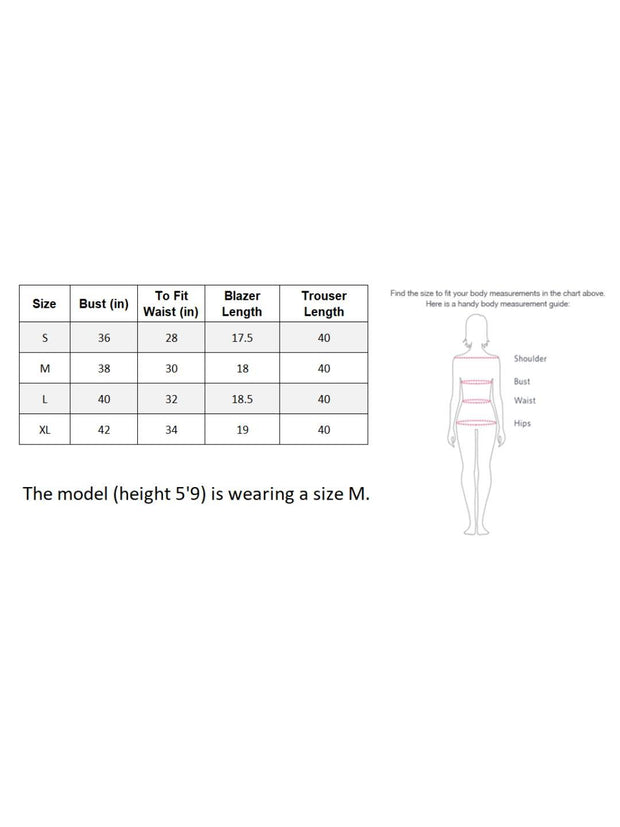 Women's Solid Polyester Co-Ord Set – Stylish Cropped Blazer and Trouser Set-3505-3505