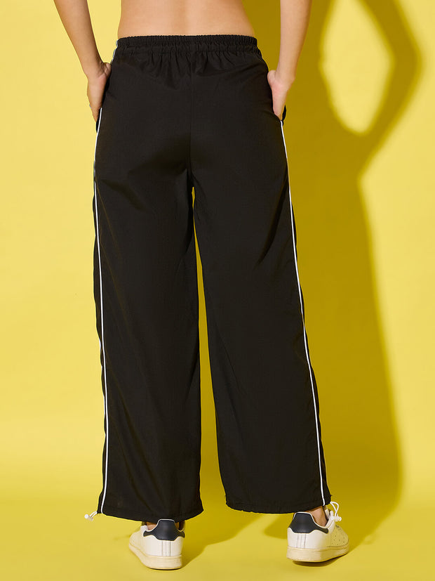 Women's Polyester Jogger Track Pants with Ankle Drawstring and Dual contrast piping-3538-3538