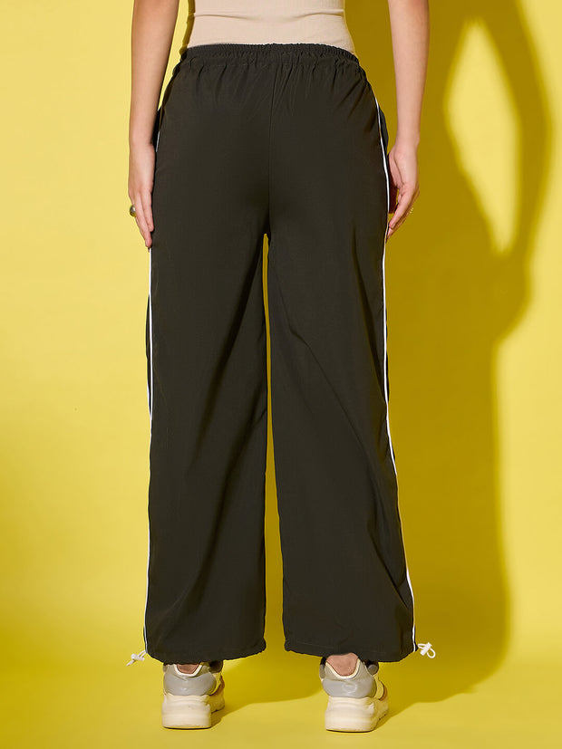 Women's Polyester Jogger Track Pants with Ankle Drawstring and Dual contrast piping-3538-3538