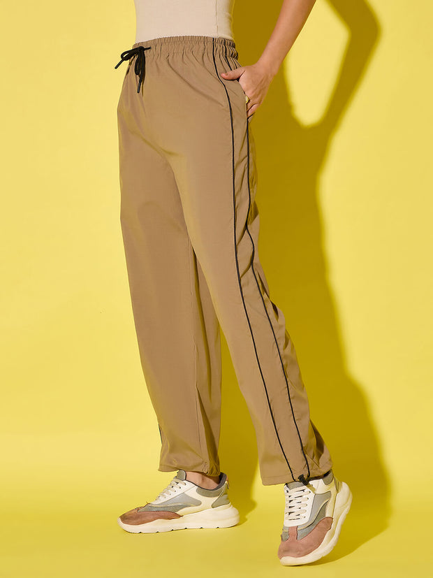 Women's Polyester Jogger Track Pants with Ankle Drawstring and Dual contrast piping-3538-3538