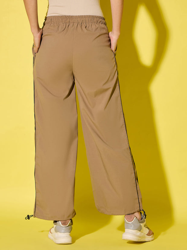 Women's Polyester Jogger Track Pants with Ankle Drawstring and Dual contrast piping-3538-3538