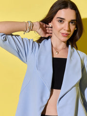 Sleek Open Front Solid Women's Blazer-3547-3547