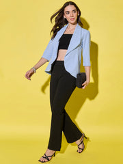 Sleek Open Front Solid Women's Blazer-3547-3547