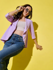 Sleek Open Front Solid Women's Blazer-3547-3547