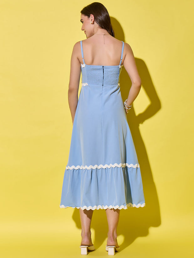 Ruffled Trim Flowy Maxi Women’s Dress with Spaghetti Straps-3549-3551