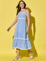 Ruffled Trim Flowy Maxi Women’s Dress with Spaghetti Straps-3549-3551