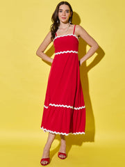 Ruffled Trim Flowy Maxi Women’s Dress with Spaghetti Straps-3549-3551
