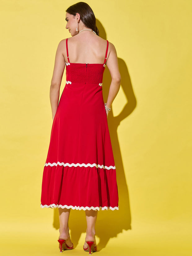 Ruffled Trim Flowy Maxi Women’s Dress with Spaghetti Straps-3549-3551