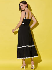 Ruffled Trim Flowy Maxi Women’s Dress with Spaghetti Straps-3549-3551
