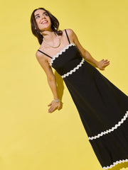 Ruffled Trim Flowy Maxi Women’s Dress with Spaghetti Straps-3549-3551