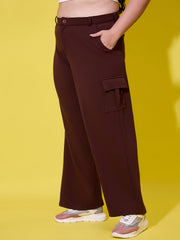 Relaxed Fit Plus Size Women Cargo Trouser Pant with Side Pockets-3390PLUS-3390PLUS