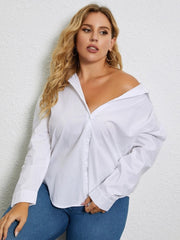 Solid Rayon Plus Size Women Formal Shirt-3112PLUS