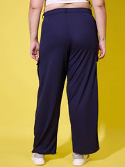 Relaxed Fit Plus Size Women Cargo Trouser Pant with Side Pockets-3390PLUS-3390PLUS