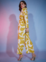 Abstract Print Rayon Women's 2 Piece Dress | Shirt Palazzo Set |Co-Ord Set-3331