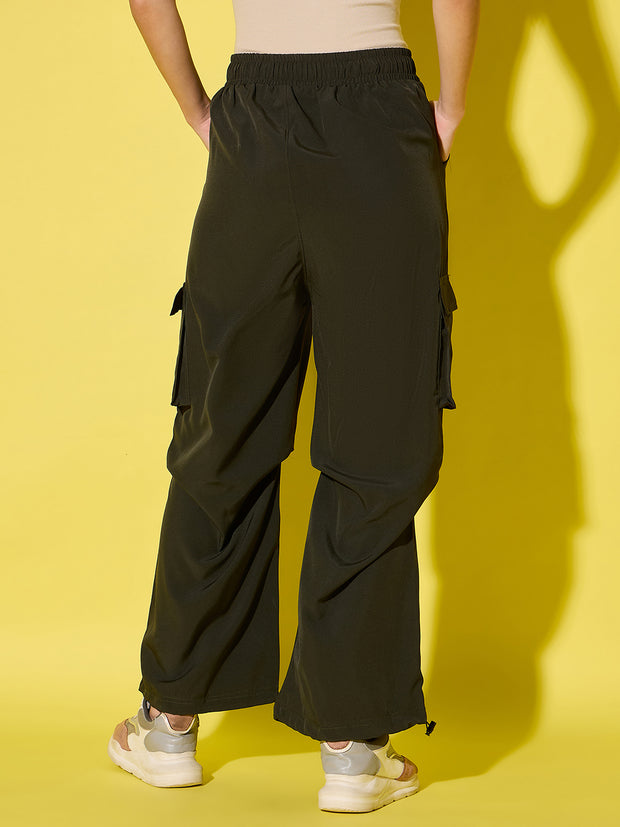 Women Loose Fit Parachute Trousers | High Waist Cargo Trouser Pant-3530-3443