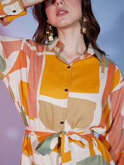 Geometric Print Colorful Rayon Women's 2 Piece Outfits |Shirt Palazzo Set| Co-Ord Set-3335N4