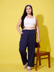 Relaxed Fit Plus Size Women Cargo Trouser Pant with Side Pockets-3390PLUS-3390PLUS