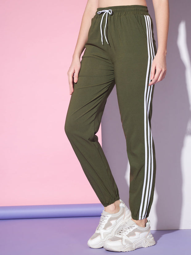 Toko Twill Women Mid-Rise Joggers Track Pant with Contrast Taping-3313