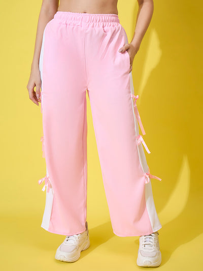Women Wide Leg Trouser Pants with Side Bow Design-3580-3582