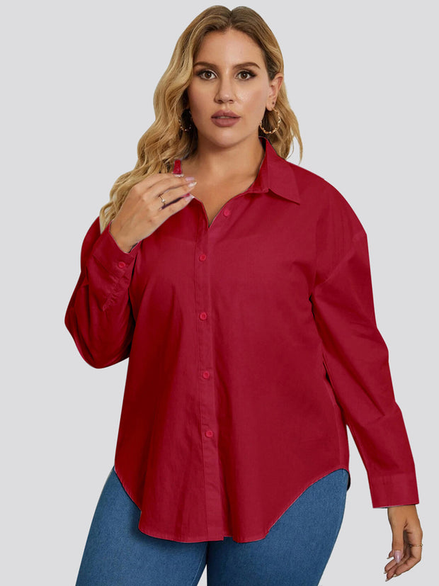 Solid Rayon Plus Size Women Formal Shirt-3039PLUS