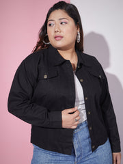 Twill Denim Plus Size Women Regular Jacket-2626PLUS