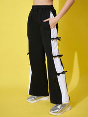 Women Wide Leg Trouser Pants with Side Bow Design-3582-3582
