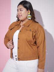 Twill Denim Plus Size Women Regular Jacket-2632PLUS