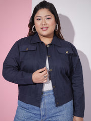 Twill Denim Plus Size Women Regular Jacket-2623PLUS