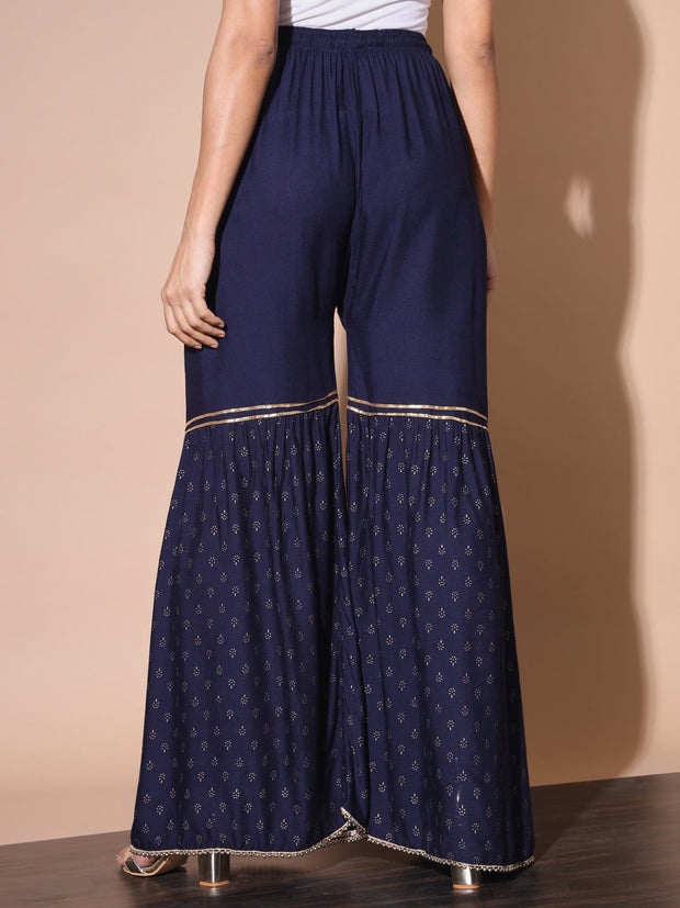 Sharara Palazzo Pant with Pearl Embellished and Lace Detail-3078-3079