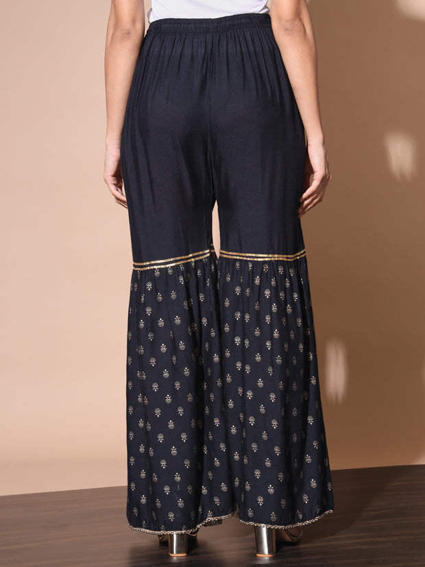 Sharara Palazzo Pant with Pearl Embellished and Lace Detail-3075-3079