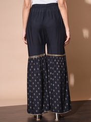 Sharara Palazzo Pant with Pearl Embellished and Lace Detail-3077-3079