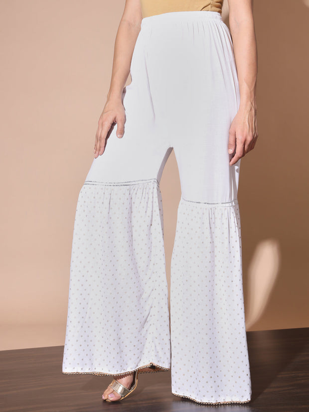 Sharara Palazzo Pant with Pearl Embellished and Lace Detail-3078-3079